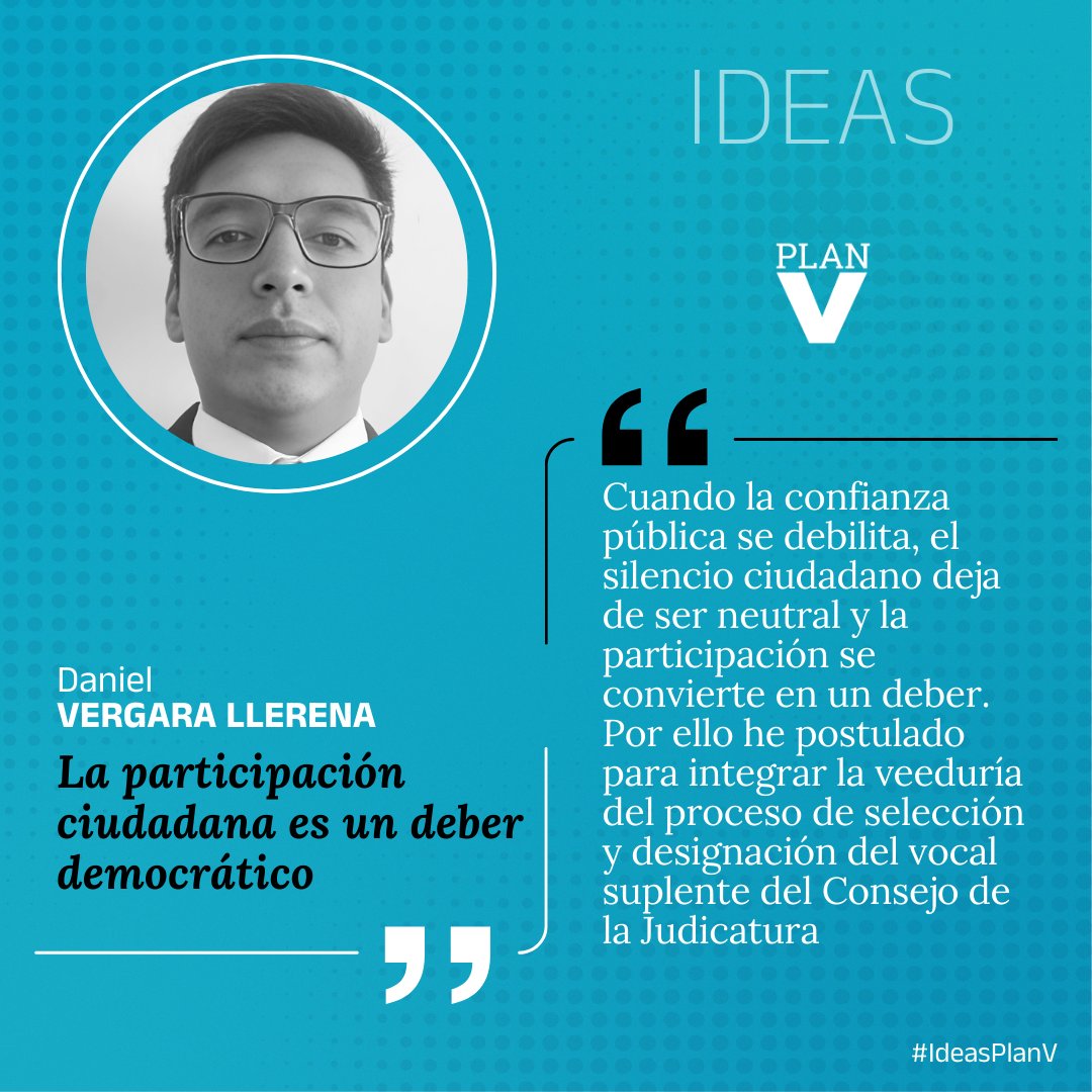 revistaPlanV's tweet photo. #IdeasPlanV | La participación ciudadana es un deber democrático
La columna de #opinión de @D_VergaraEc. https://t.co/A4zPVSsxIn https://t.co/Fbcy7xQUf2
