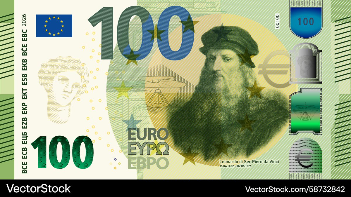 Latest Sold <a href="/VectorStock/">VectorStock</a> banknote eu 100 euro leonardo da vinci #VectorStock vectorstock.com/58732842