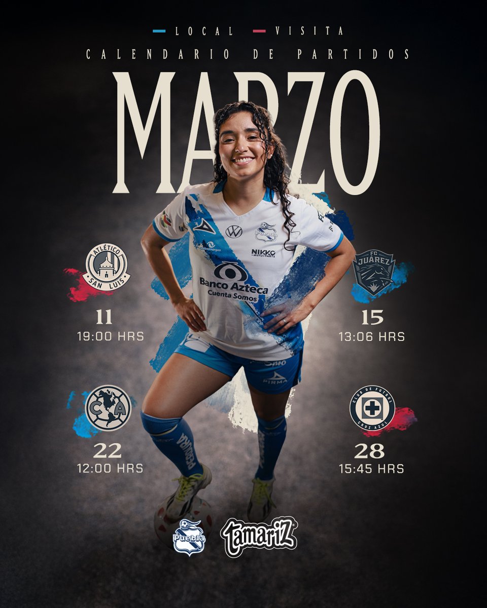 ClubPueblaFem's tweet photo. Marzo con M de MUUUCHO futbol con mis Enfranjadas ⚽️🤩 así que vayan apartando estos días 👇🏻 para apoyar al 🔵⚪️

Serán 4️⃣ partidos donde saldremos a dejar todo por este escudo y siempre peleando por demostrar como #LaFranjaNosUne🎽 https://t.co/csMmHW7sqc