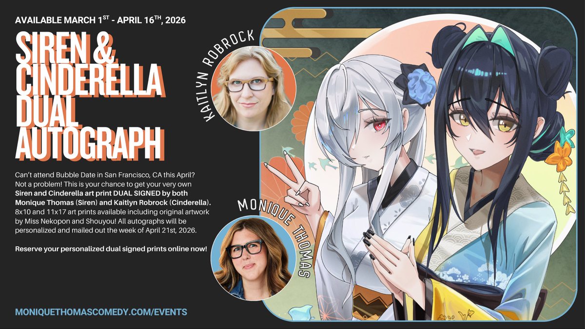Woo hoo! The online shop is fully up and running now! If you tried to order your *dual signed* Siren &amp; Cinderella prints earlier and it wasn’t working - it’s all fixed! There are multiple options including beautiful original art by <a href="/missnekopon/">Nekopon 🌸 Waifu Artist</a> and <a href="/Shouyou97/">5houyou ⭐VGen COMMISSION OPEN</a> ! 

Pop-Up Shop: