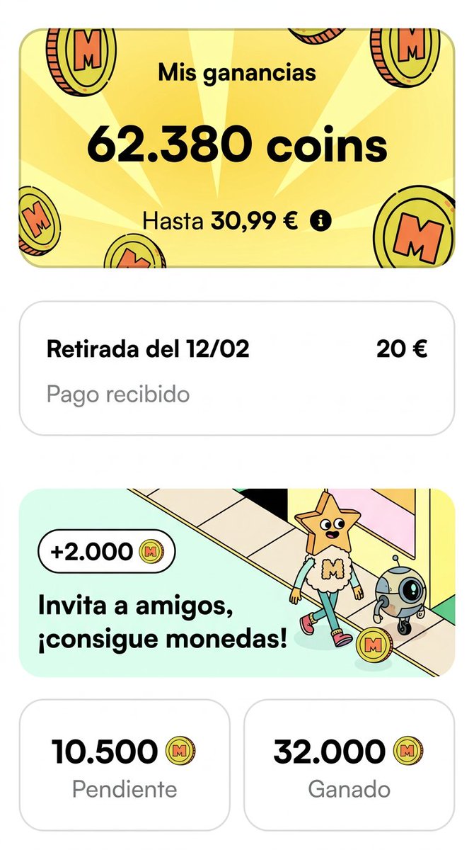 ChollosHBAR's tweet photo. Macadam te paga por tus pasos en dinero real 💸🎁
Ya llevo 62k coins (unos 31€) y más de 120€ retirados solo por mis paseos diarios y en el trabajo.
🎁REGALAN 1000 COINS  con mi enlace: 
🔗https://t.co/p3qPYgWtat o código :🔑 DPZZ6N 
📲 No esperes más! Regístrate ya: https://t.co/1vVgFxKOvS