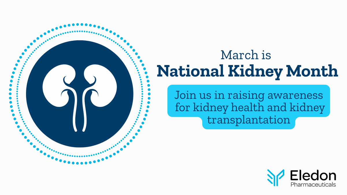 Eledon_Pharma's tweet photo. During #NationalKidneyMonth, we’re honoring the resilience of #transplant recipients who inspire our commitment to advancing #immunosuppression research to achieve #OneTransplantForLife. Learn more about kidney health from @AmerTransplant: https://t.co/YDbXSQpA6y $ELDN https://t.co/w2XrssMhvM