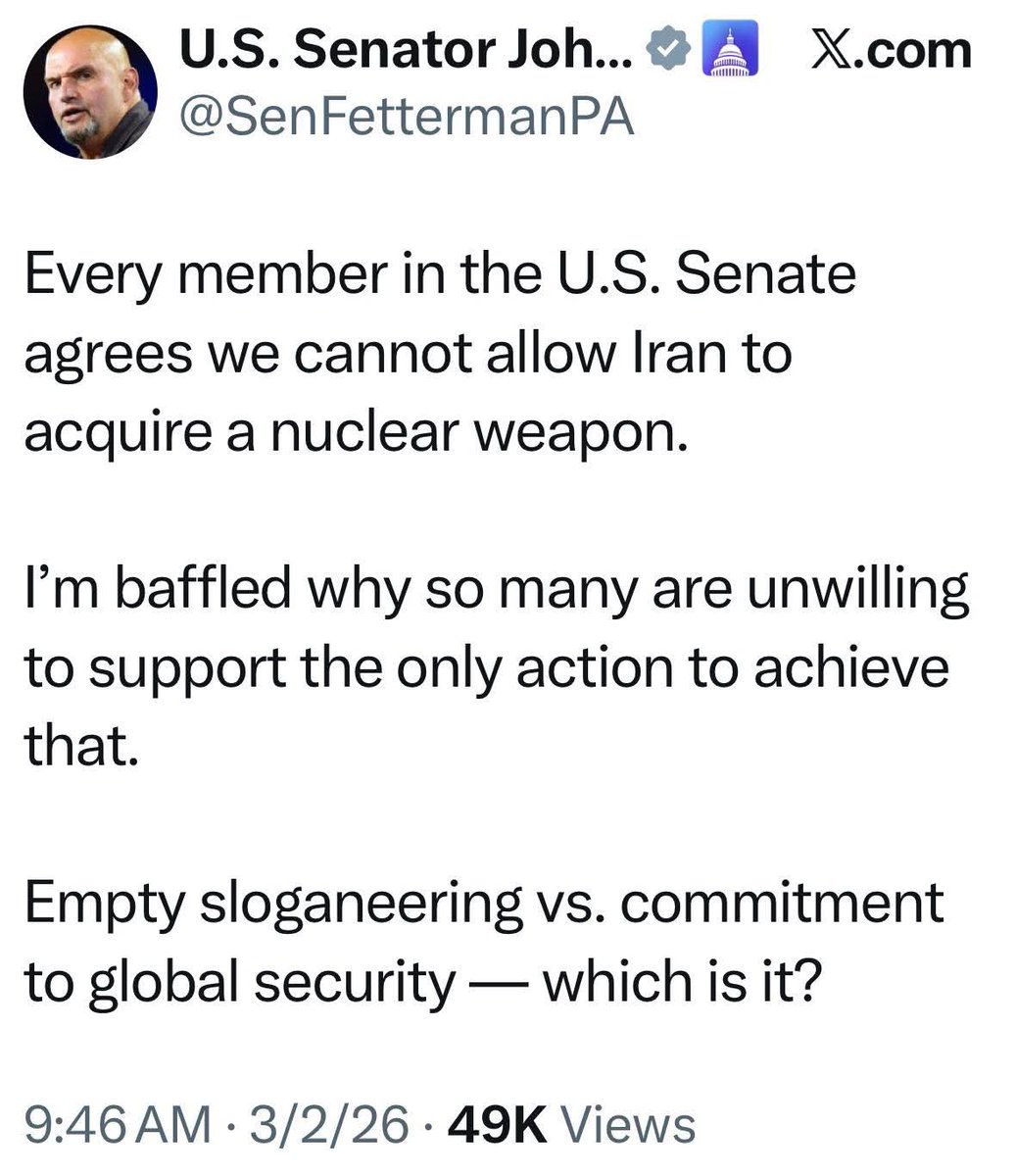 Sassafrass_84's tweet photo. Once again, I agree with Senator Fetterman. https://t.co/XPnV9E098W