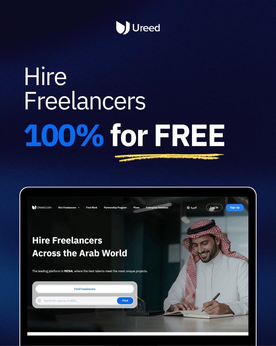 UreedArabia's tweet photo. Looking to #hire talented #freelancers without the stress of complicated payments or hidden fees? 💥   With Ureed, employers can post jobs and hire freelancers completely for #FREE! Zero cost to connect with top professionals from our global marketplace. Seamless payment methods mean you can pay your freelancers quickly, securely, and without any headaches. 
No delays, no confusion, just a smooth process from posting your project to getting it completed.   Whether you need designers, Engineers, developers, marketing experts etc. Ureed makes hiring fast, easy, and worry-free.   Experience a way of hiring that’s simple, transparent, and completely free!
Start today: https://t.co/fIGUZi0hLu   #Hiring #Staffing #SeamlessPayment #Freelancers #Ureed