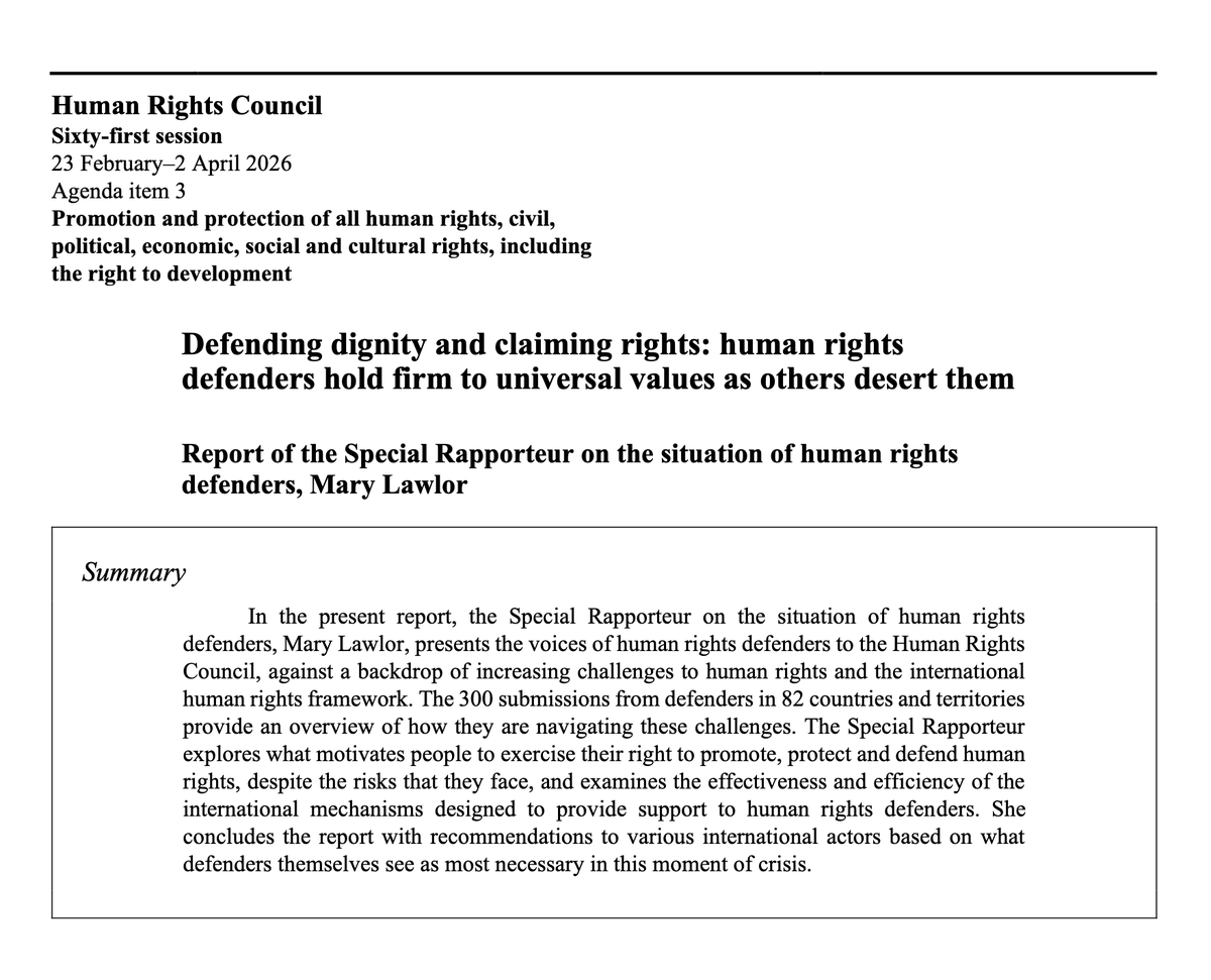 Mary Lawlor UN Special Rapporteur HRDs tweet media