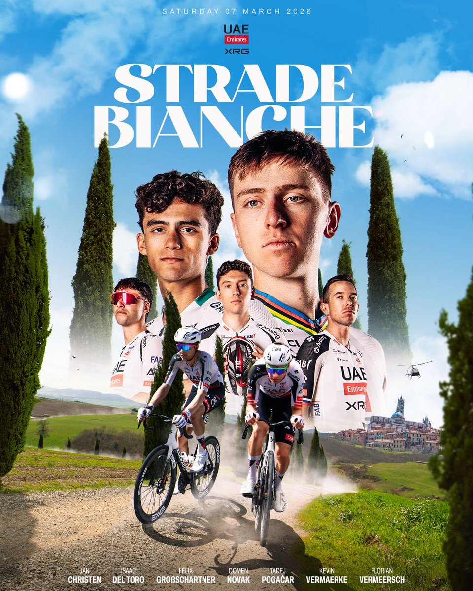 Vuelve Pogacar: "el UAE, con todo a por la Strade Bianche" El esloveno vuelve este sábado día 7 de marzo a la competición, en una Strade Bianche con el deseo de seguir prolongando su dominio con puño de hierro en el ciclismo mundial. 🤩💪👏 mundodeportivo.com/ciclismo/20260…