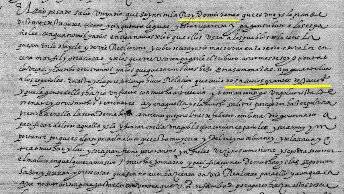 Dokumen ini melaporkan keberadaan dua kapal besar Jawa di Mindanao pada tahun 1587. Misi mereka adalah untuk memberikan dukungan militer dan keagamaan kepada sultanya

Di sana, juga dengan bantuan Ternate, mereka sedang membangun benteng dengan banyak artileri+bubuk mesiu

✍️1588