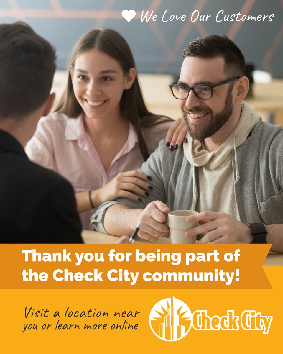 CheckCity's tweet image. At Check City, our customers come first. We’re grateful for the trust our communities place in us and are committed to friendly service and clear information. Visit a nearby store or explore your options online today.

checkcity.com
#CheckCity #CashAcademy
