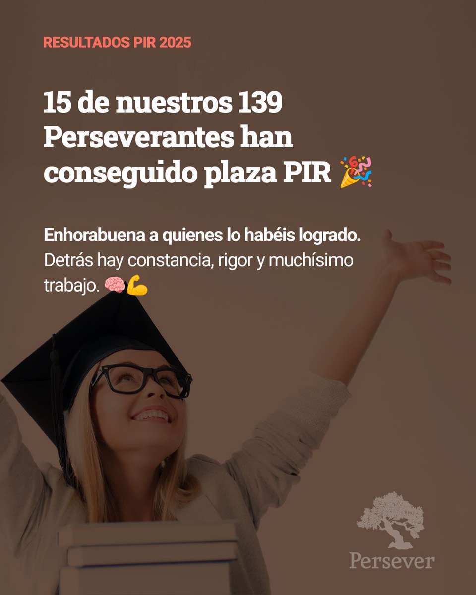 PerseverPIR's tweet photo. Hoy compartimos resultados con dos ideas claras: orgullo y filosofía Persever. 🤍
Este año, 15 de nuestros 139 alumnos han conseguido plaza PIR. Enhorabuena de corazón. Y además nos quedamos con hitos que hablan del nivel de trabajo:
+ 🧵👇
#Persever #psicologíaclínica #PIR https://t.co/4gcSBbuQ6M