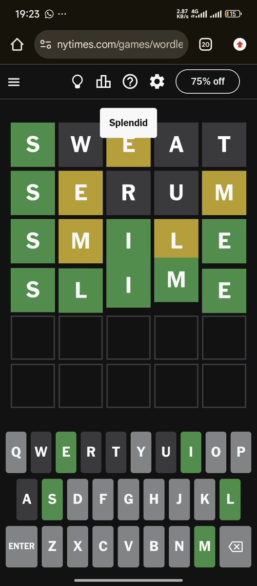 Here we go again:: Day 1 of 100 #WordOfTheDay #wordle #nytimes