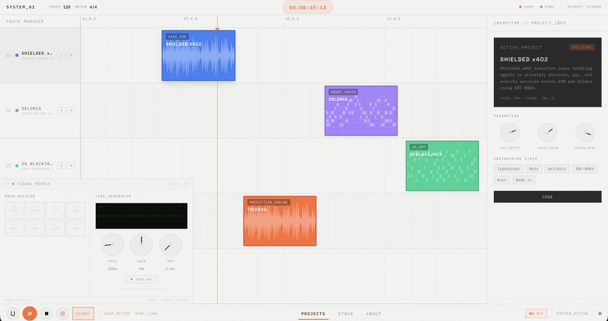 I wanted to renew my portfolio page, its been a couple of years
Going for a minimal DAW like aesthetic. I might add more instruments later on but for now it has a synth and drums