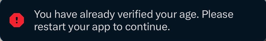 tezkata's tweet photo. @Support Hello,

I am 19 years old, and I have successfully gone through the selfie age verification process several times. Every time I try to verify my age, I get the message below. I've had this problem for 5-6 days now, pls fix it manually if you have to. https://t.co/ZPR8WNjV7k