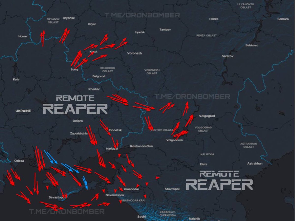 actfast's tweet photo. DRONE WAVE 🇺🇦 EN ROUTE.

RUSSIA’S 🇷🇺 DEEP REAR JUST GOT SHALLOW.