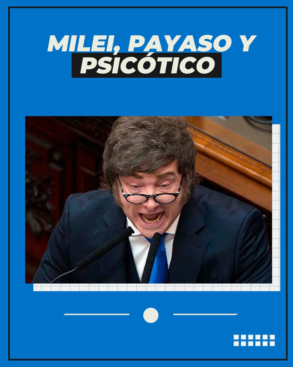 MILEI, PAYASO Y PSICÓTICO 

Entre el discurso de Dolores Fonzi al recibir el premio Goya y la desgracia del discurso de Milei anoche, elegimos empezar con Dolores. Hay otros comienzos, otros dolores. Ese payaso atribulado y psicótico son una portada que duele de verdad.

La