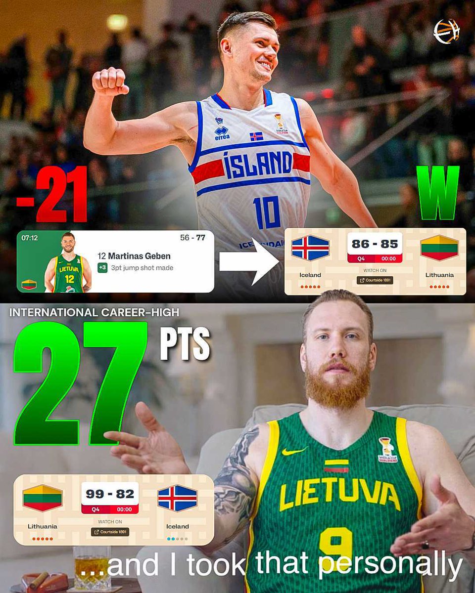 Eurohoopsnet's tweet image. 🔥 Ignas Brazdeikis GOES OFF for a new international CAREER-HIGH 

🇱🇹 Lithuania takes some PAYBACK against Iceland

#FIBAWC #StepItUp