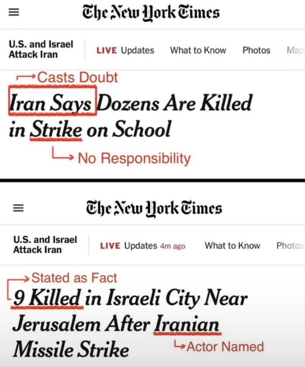 Formyako's tweet photo. Journalism is supposed to be objective, but when headlines are designed to protect one military while indicting another, it isn't news—it’s narrative control.
Journalism is supposed to be a mirror, not a shield for militaries.
#IranWar #IranIsraelWar #istandwithiran https://t.co/Gdmfq30IiJ