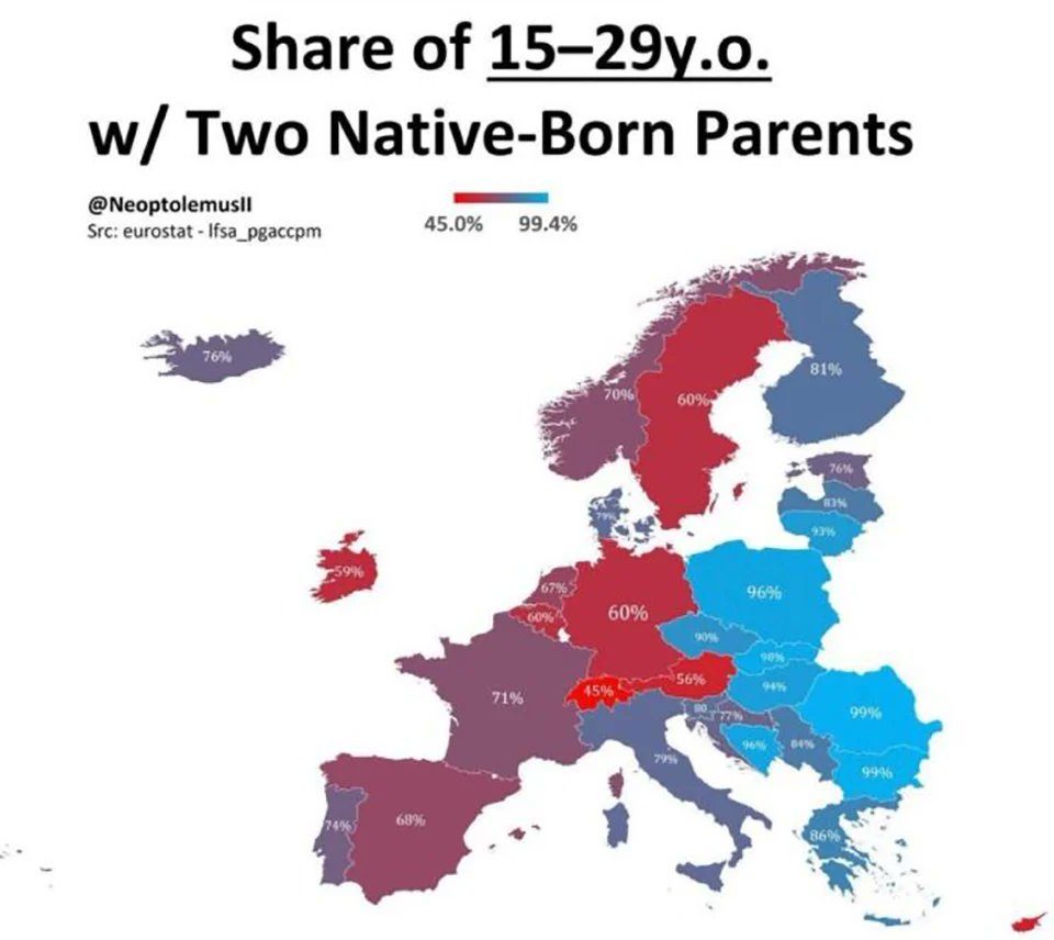 PeterPaulGuy's tweet photo. 🇮🇪🚨

The Irish government’s open-border policies are rapidly reshaping Ireland's demographics ⚠️

- 40% of 15–29 year-olds living here were either born outside Ireland or have at least one non-Irish parent.

- One third of births in the state are now to mothers born outside Ireland.

That represents a profound demographic shift within a single generation.

This is population replacement of the Irish.