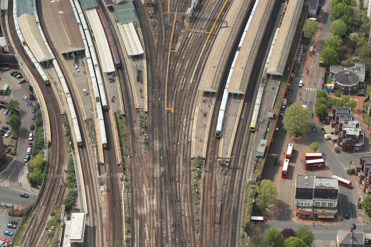 networkrail's tweet photo. 🎈 Happy birthday to Clapham Junction, one of the busiest railway stations in Britain. It opened #onthisday in 1863.

But the site was once mainly home to fields – confusingly, not in Clapham.

Here's why:

👉  https://t.co/zzbsFQIgK7

📷 : Air Operations https://t.co/pRxXcC9fCg