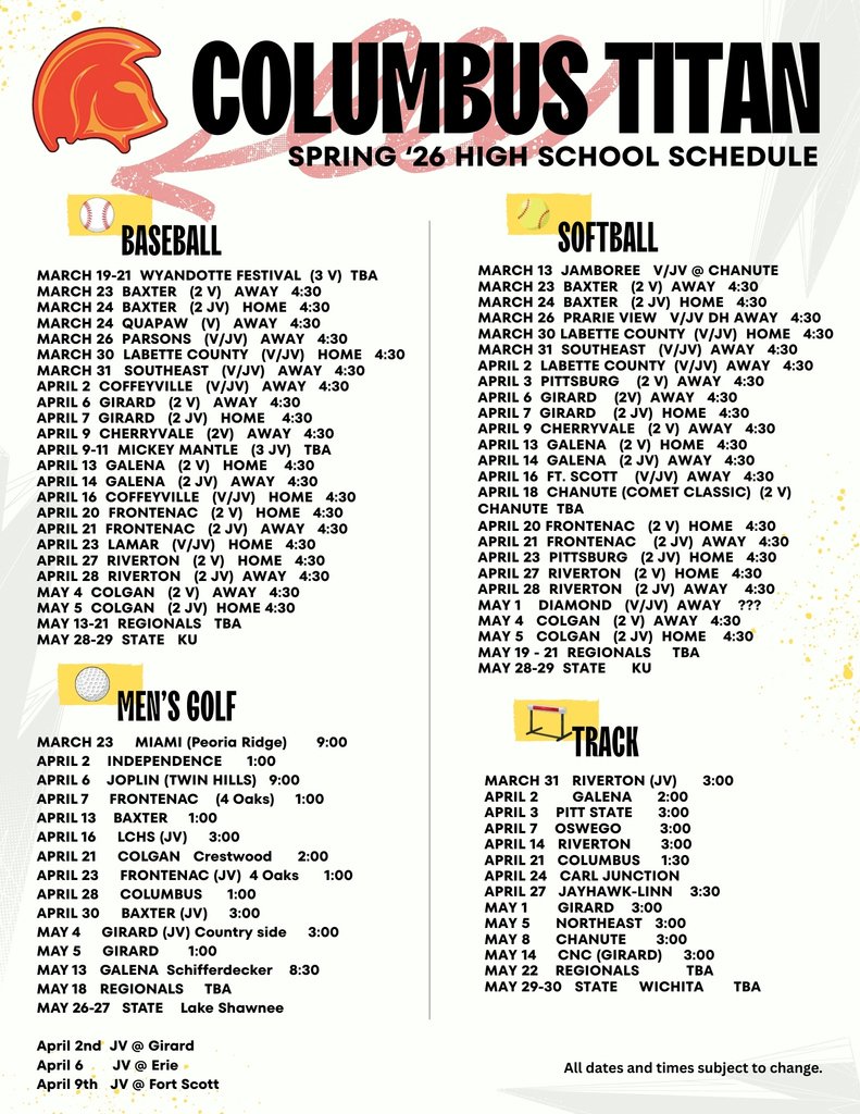 Titans493's tweet photo. HS and JH Spring Sports schedules https://t.co/b01muxq8MG