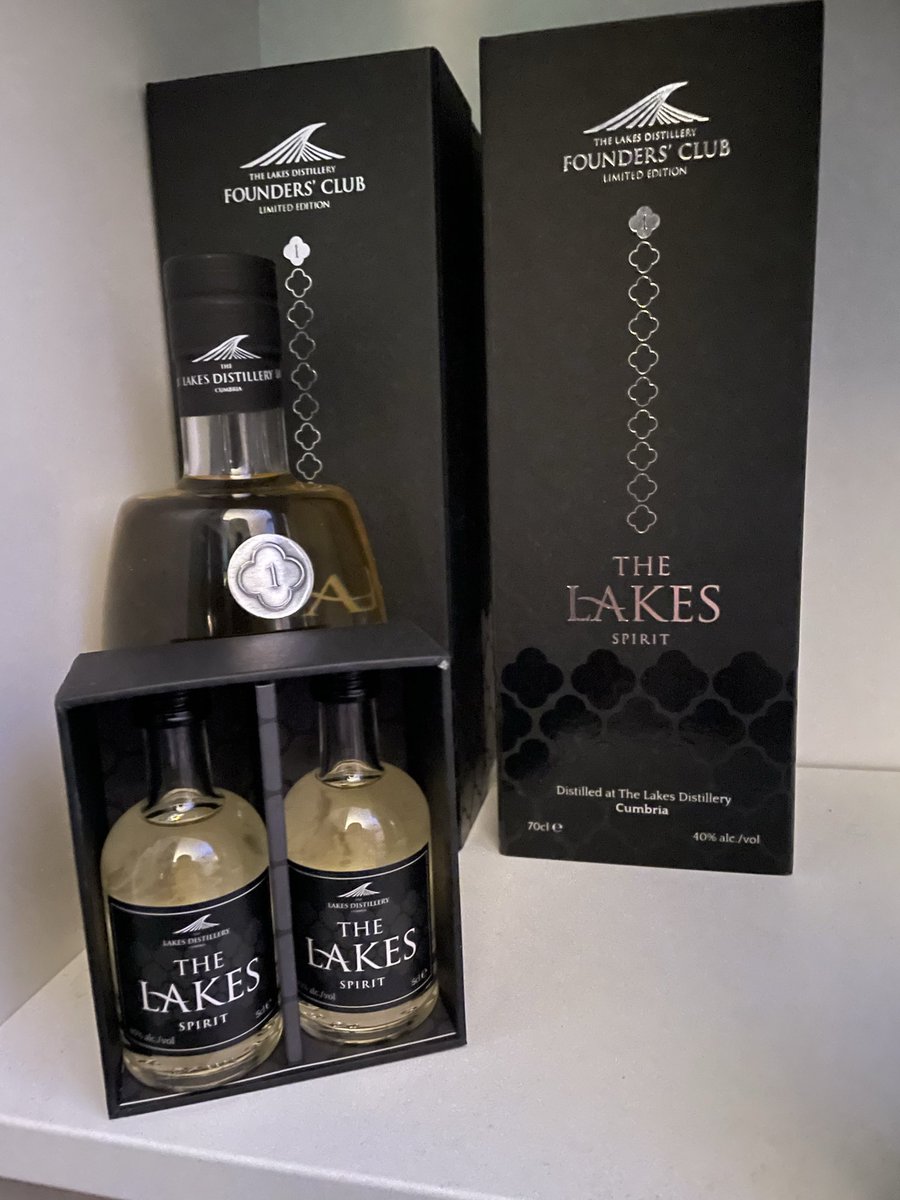 AndyWestern's tweet photo. Well no thanks to @LakesDistillery I have my founders collection complete again, having purchased a replacement bottle for the one that had a faulty seal on it. Poor quality control but that’s my fault apparently. https://t.co/P3lFtlDbna