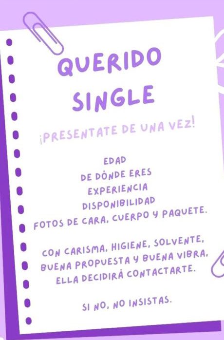 Hola ,como se habrán dado cuenta nosotros buscamos #singles 🫢😈 pero pedimos ESTOS REQUISITOS⬇️ ,si no la verdad no contestaremos!!
