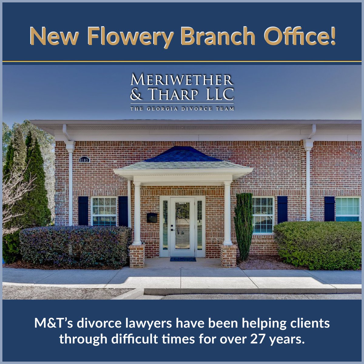 MeriwetherTharp's tweet image. Meriwether &amp;amp; Tharp is proud to announce the opening of our newest office in Flowery Branch, Georgia 🌸 #NewOffice #Lawyer #FamilyLaw