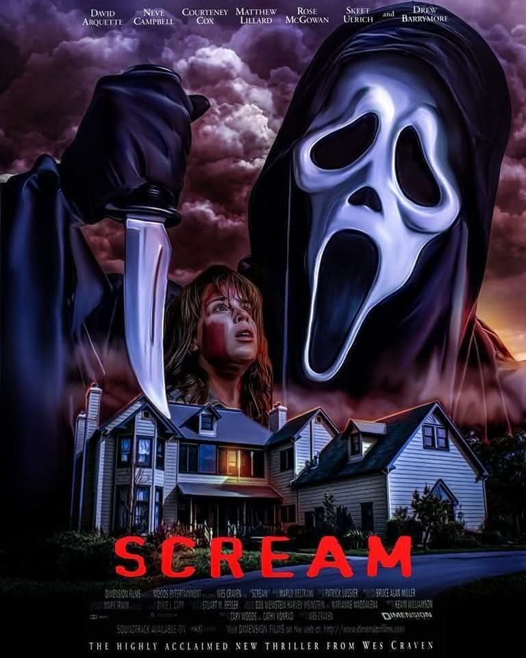 TeamCastagnet's tweet image. Le film SCREAM (1996).

Ce soir à 23h05, sur RTL9 (Chaîne 29).@LaChaineRTL9

Film sorti en 1996.
#Scream #Scream1 #Scream1996 #Scream26 #Horreur #Film #Film1996 #Slasher #DimensionFilms #Culte #WoodsEntertainment #WesCraven #Télévision #CreepyMondays #RTL9 #Chaîne29 #NeveCampbell