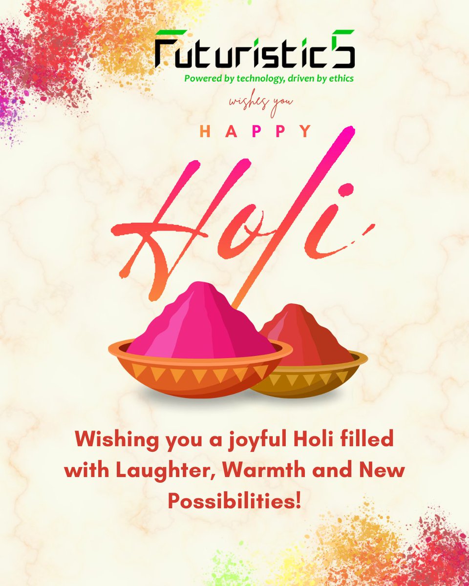_Futuristic5's tweet photo. Just like colors come together to create something beautiful, collaboration brings fresh ideas and stronger outcomes. ✨

Wishing you a vibrant and joyful Holi.🙌

For IT solutions⬇️
🌐 https://t.co/hIgHZDfGoi
📩 hello@futuristic5.com

#Futuristic5 #Holi2026 #Pune #India https://t.co/DuZVvWoFLf