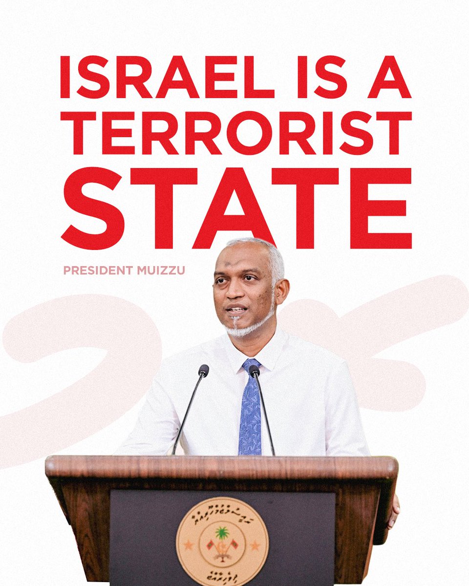 raees_muizzu's tweet photo. Israel is a terrorist state: President Dr. Muizzu https://t.co/gxqVWGCuvk