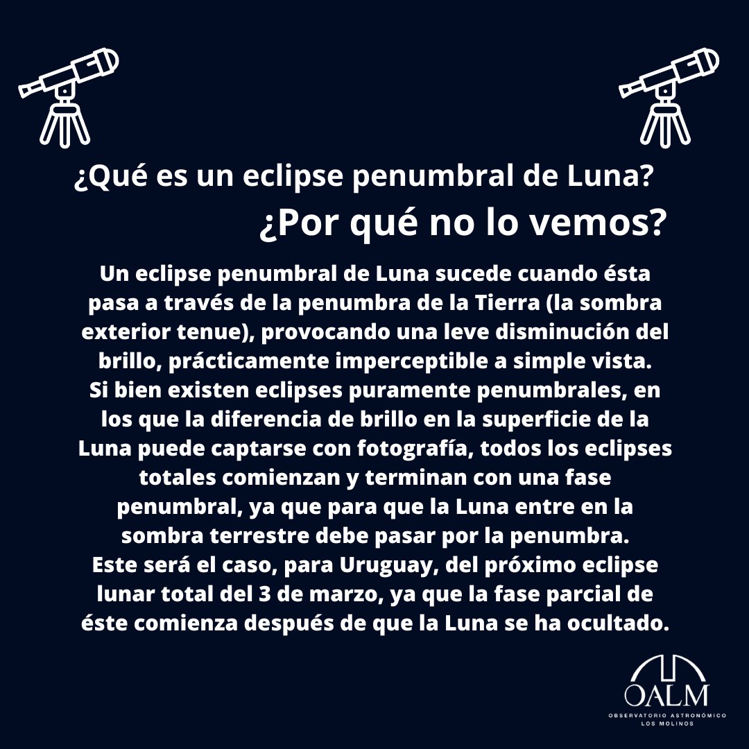 Mañana nos perdemos del eclipse, ya que solamente se vería la fase penumbral.
Les dejamos link a la transmisión en vivo
timeanddate.com/live/eclipse-l…
Inicio parcial: 6:44am
Máximo: 8:33am
Fin parcial: 10:17
<a href="/MEC_Uruguay/">Ministerio de Educación y Cultura</a> <a href="/educacion_mec/">Educación MEC</a> <a href="/timeanddate/">timeanddate.com</a>