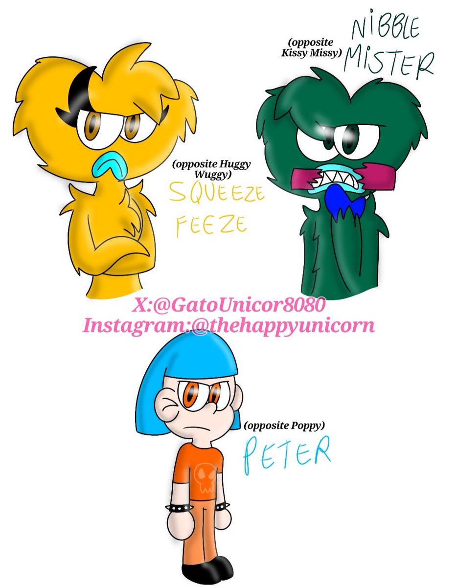GatoUnicor32159's tweet photo. Poppy Playtime version Opuesta(By me) por ahora son del Chapter 1 #PoppyPlaytime #Poppy #huggywuggy #kissymissy #Candycat #Catbee #Boogiebot #Bron #PoppyPlaytimefanart #PoppyPlaytimeAU #FrowningCritters https://t.co/GfzMHD5ljl