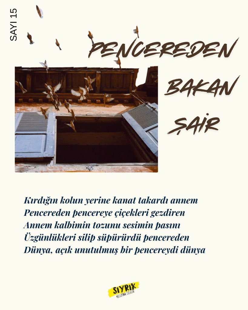 Birdenbire şair oldum birdenbire Ağrı Dağı.

✍🏻İbrahim Gökburun, Pencereden Bakan Şair
🔖Sayı 15