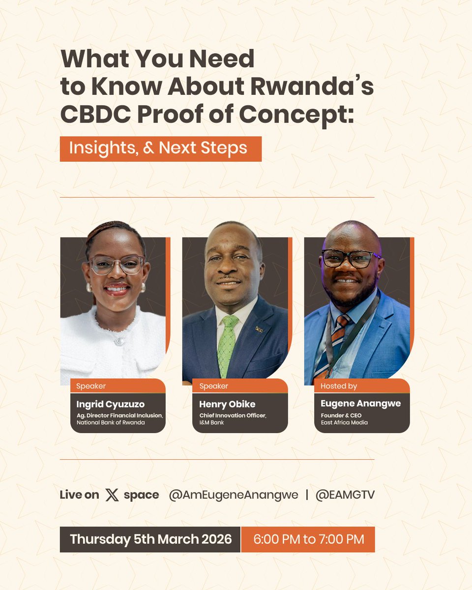 Rwanda’s CBDC Proof of Concept showed what is technically possible.

Now it’s time to discuss what it means for citizens, banks, and the future of payments.

Join me and the speakers on this X Space 

Thursday | 6:00 PM Kigali time