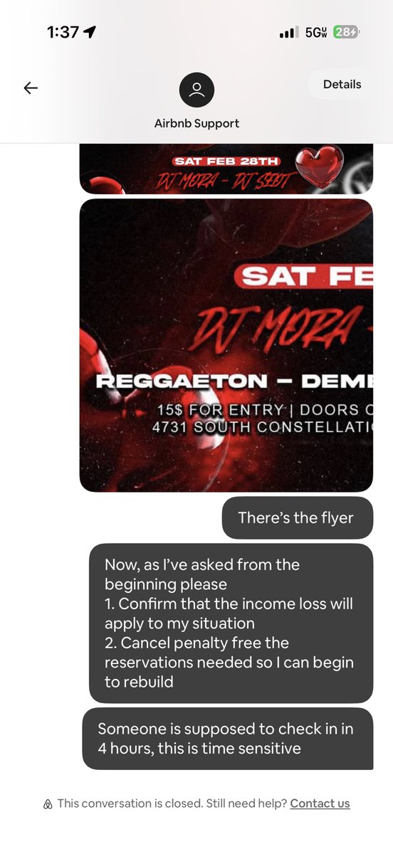JosephCoker's tweet photo. @horsetwting @Airbnb I am begging you to fix your dog shit CS. Guest threw a 70 person party destroyed my house, been trying for days to get Airbnb to cancel upcoming reservations, getting nowhere. Yall treat your hosts like shit https://t.co/lXBIZKunOp