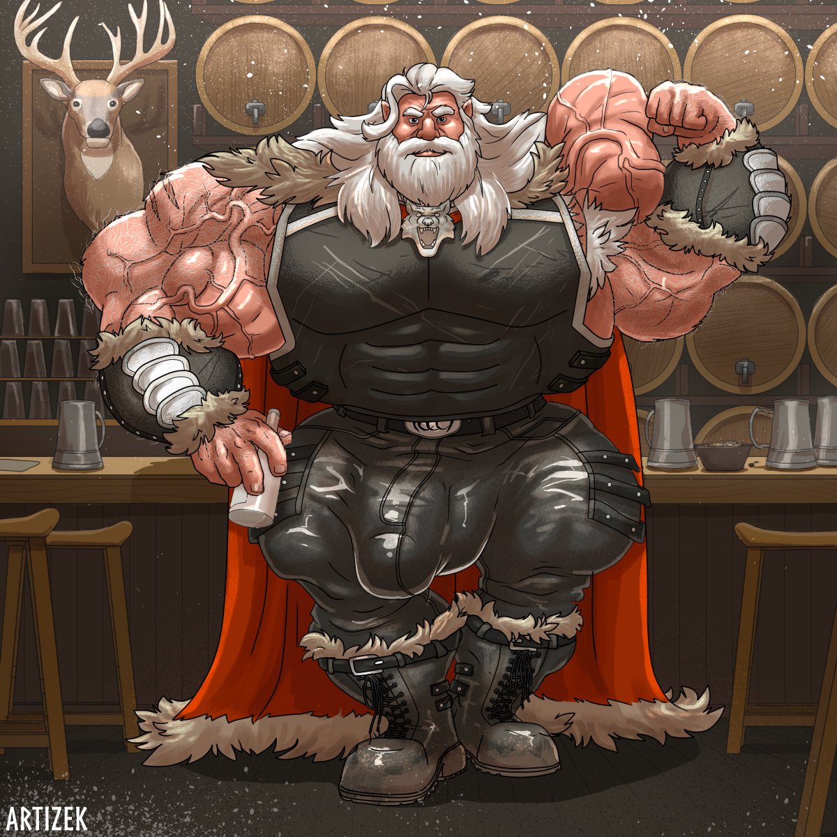 Artizek's tweet photo. Aleksi the Werewolf making eyes at you, considering whether your body can withstand his lust. Commission for @Tyrannix1. https://t.co/C6KO7Sud4E