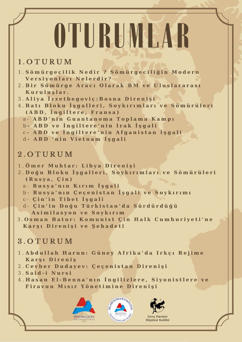 3. Öğrenci Sempozyumu: İslam Coğrafyasında Sömürgecilik ve Direniş Öncüleri
Sadece dinlemeye değil, düşünmeye ve konuşmaya geliyoruz.
İslam coğrafyasının dününü ve bugününü; sömürgeciliğin modern maskelerini ve direniş ruhunu öğrenci perspektifiyle ele alıyoruz.

#Aiçü #Sempozyum