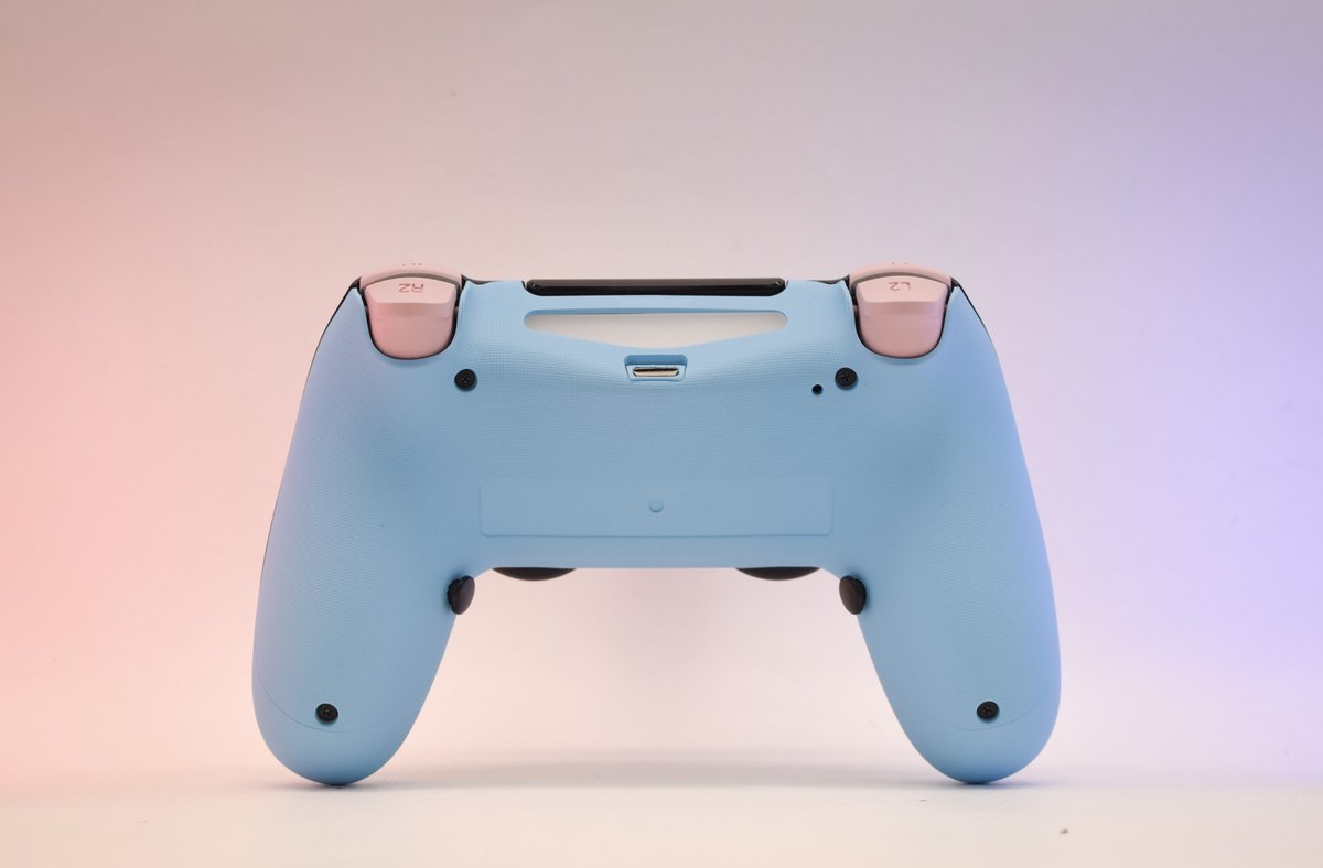 Custom PS4 colorway by <a href="/TreRdy/">TreRdy</a> 😈🎮

Cosmetics: 
• Soft Touch Black Faceplate
• Soft Touch Powder Rear Shell
• Light Pink Button Kit and Thumbsticks

Performance mods:
• Marius motherboard
• 2 Demon Rear Buttons
• Demon Bumpers &amp; Triggers
• USB-C Conversion