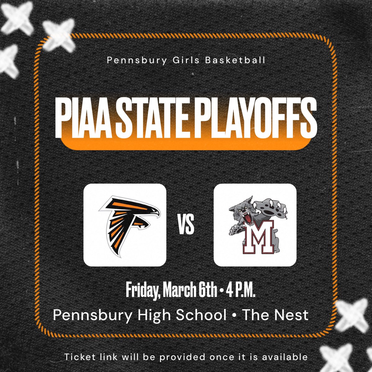 PSD_GBB's tweet image. PIAA State Playoffs • Round 1

Pennsbury will host a HOME game vs. Mechanicsburg Area Senior High School this Friday at 4:00 P.M. The Wildcats will be coming out of District 3 and are winners of the Mid Penn Keystone Division this season. 

#GiveMore

@Athletics_PSD