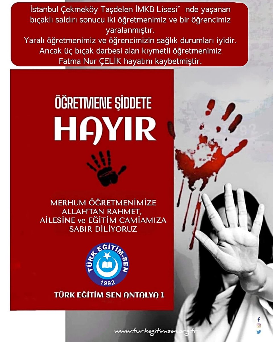 Öğretmene uzanan el, geleceğe vurulan darbedir!
 #ÖğretmenSahipsizDeğildir