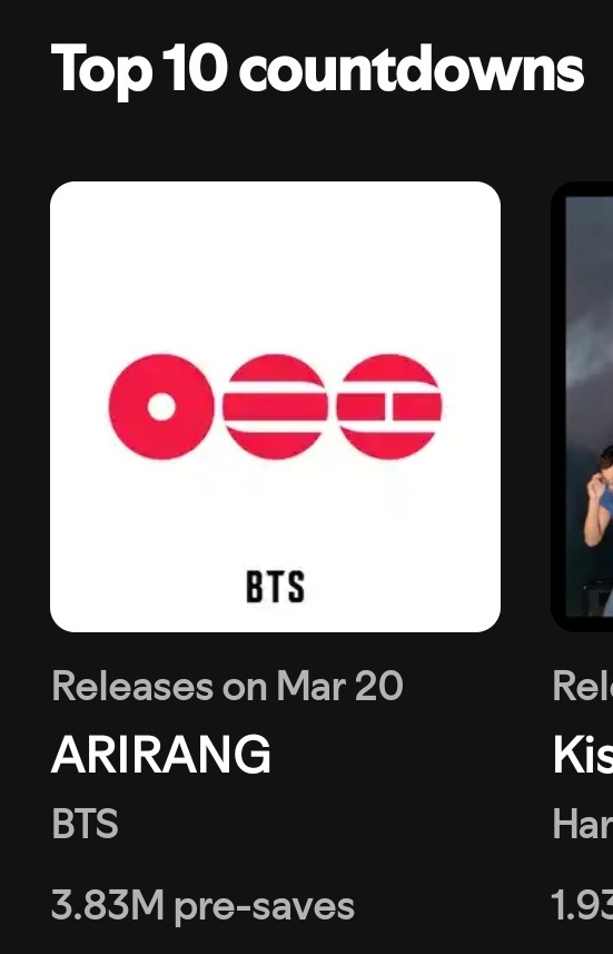 🆘️🆘️ Estamos a nada de superar los 4M de pre-guardados por favor máxima difusión hermanas debemos romper ese récord!🆘️🆘️

🔗: open.spotify.com/prerelease/1Dc…

BTS IS COMING
#BTS_ARIRANG