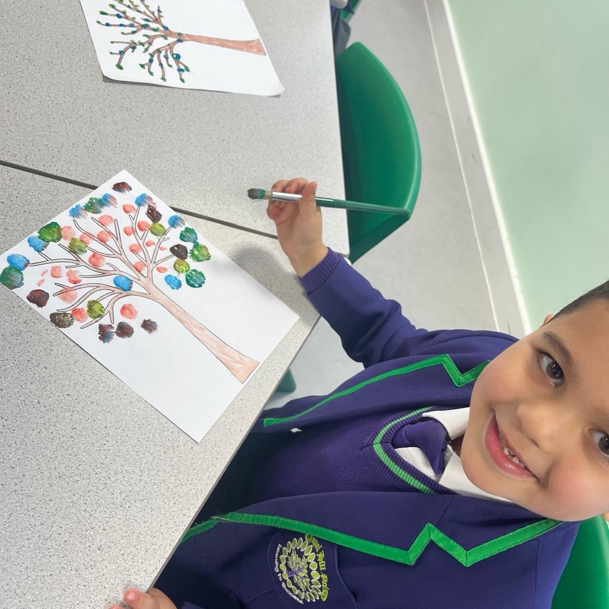 Today’s KS1 Art Club painted Spring trees using paint and mixing primary colours. #WeAreChapelHill