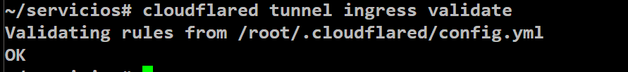HeislerWeb's tweet photo. cloudflared tunnel ingress validate https://t.co/BVymebcDp4