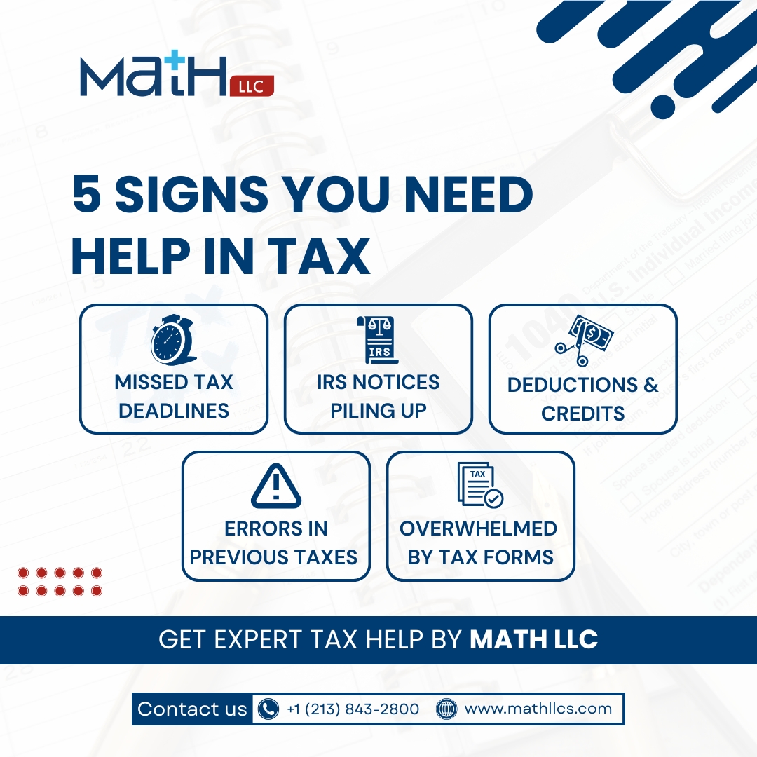 math_llc's tweet image. Not sure if you need a professional tax preparer?
If you’re facing missed tax deadlines, IRS notices, filing errors, or confusion about deductions and credits, it’s time to get expert help.
MATH LLC provides reliable services.
#MATHLLC #TaxPreparer #USTaxHelp #taxpreparation #IRS