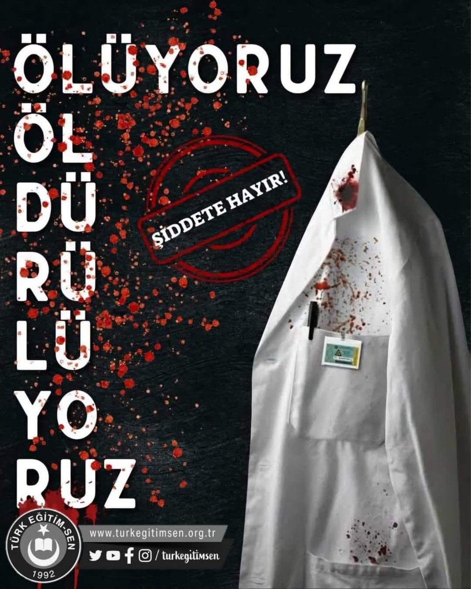 pnar_kartal's tweet photo. Binlerce öğrenciye dokunan önlüklerimize kan bulaştı! Okullarda öğretmene şiddet gösteren veliler ve öğrenci demeye dilimizin varmadığı suça sürüklenen bireyler istemiyoruz! 
OKULLARIMIZ ISLAHEVİ DEĞİLDİR! Caydırıcı cezalar ve okul güvenliği hakkımızdır
#ÖğretmenSahipsizDeğildir https://t.co/zTGmRQzyjW