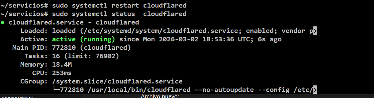 HeislerWeb's tweet photo. sudo systemctl restart cloudflared , 
sudo systemctl status  cloudflared https://t.co/0JMnO9gMHk