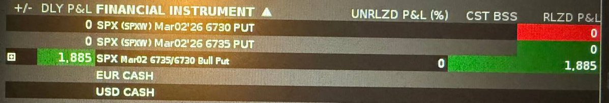 $SPX, $SPY, $ES_F Only realized profits nobody can take from you. Banked +1885$ from my daily trade.

💰+1885$

#OptionsTrading #Optionselling #cashflow