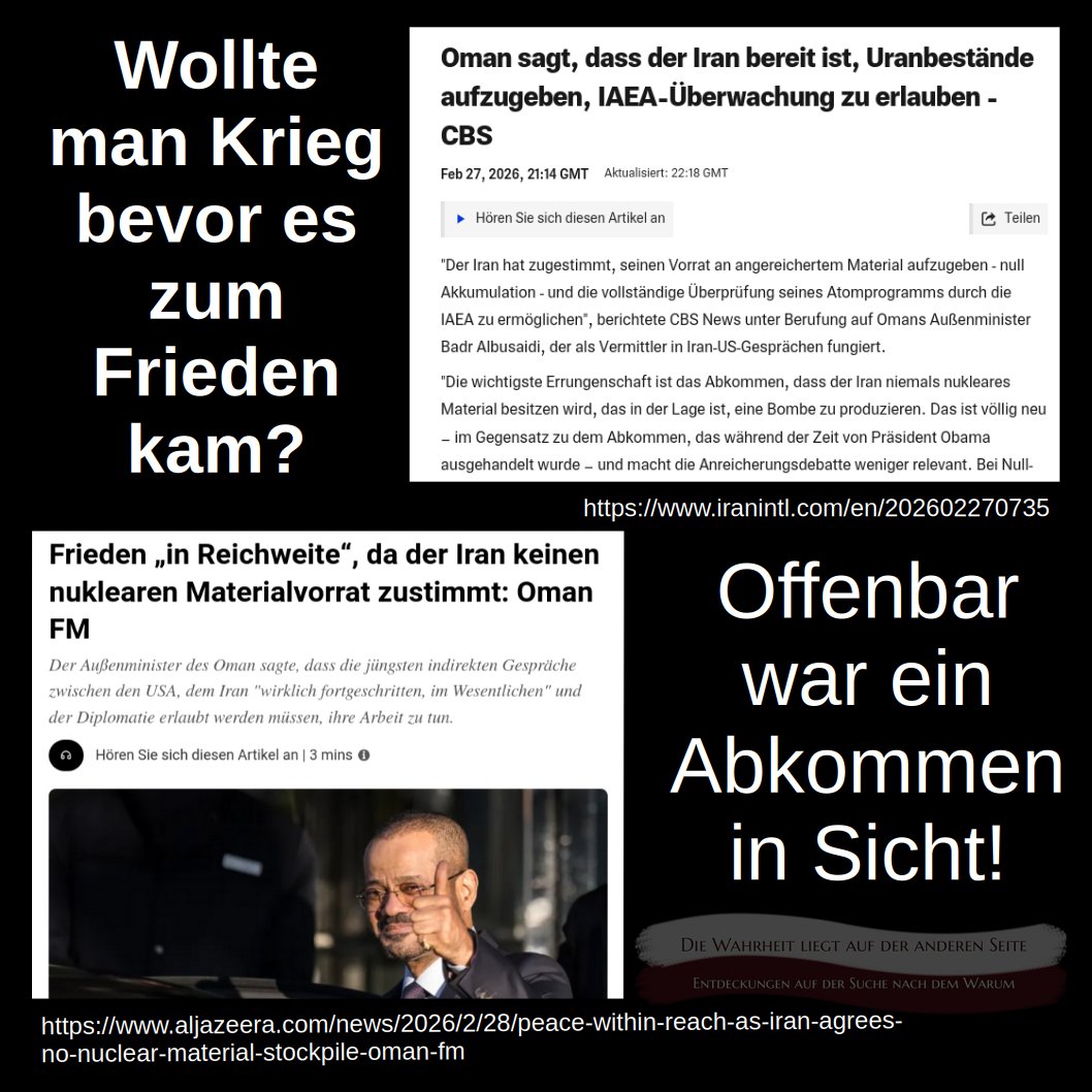 MrMicWhy's tweet photo. #Krieg #usa #Israel #iran
War der Krieg von Haus aus gewollt?
Das Atomabkommen mit dem Iran stand angeblich kurz vor dem Durchbruch...
https://t.co/PABZgAauGl
.... https://t.co/ASRnpNVU1a