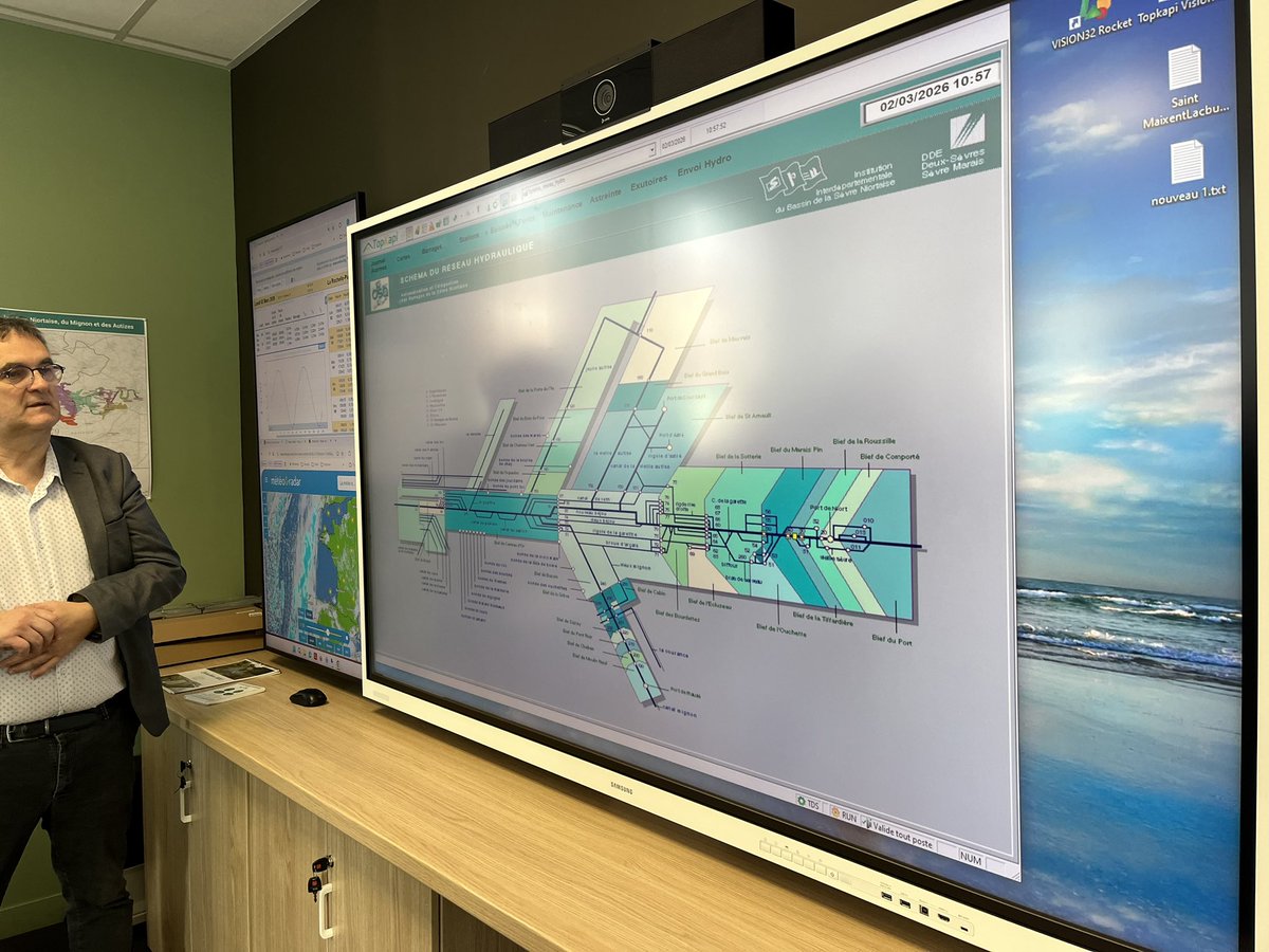 smbvsn's tweet photo. Visite du centre de pilotage de la télégestion des ouvrages de régulation hydraulique du marais poitevin à l’institution interdépartementale du Bassin de la Sèvre Niortaise. Pour mieux comprendre les règles et les moyens de gestion de l’amont vers l’aval. https://t.co/edQMaqSRyC