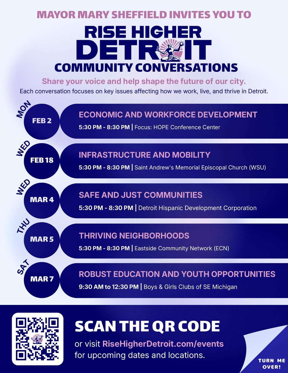 Detroit families, your voice matters this week.

Join 3 community conversations focused on:
✔ Safe &amp; Just Communities (Mar 4)
✔ Thriving Neighborhoods (Mar 5)
✔ Education &amp; Youth Opportunities (Mar 7)

Your experience helps shape real policy &amp; investment for our children.