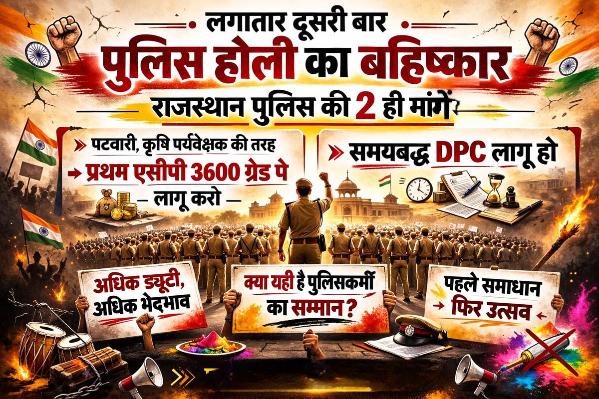 Ramesh235490's tweet photo. @Vpsingh1234511 @AslamChopdar11 जब पटवारी, ग्रामविकास अधिकारी, कृषि पर्यवेक्षक 2400 ग्रेड पे में भर्ती होकर 9 साल की सेवा के बाद डायरेक्ट 3600 ग्रेड पे वेतन लेता है,,वो ही वेतन कॉन्स्टेबल को 18 साल की सेवा के बाद मिलता है,,ये अन्याय कब तक कॉन्स्टेबल को 9 साल सेवा के उपरान्त 2800 ग्रेड पे वेतन प्रथम एसीपी मिलती https://t.co/YCckI6Lgi4